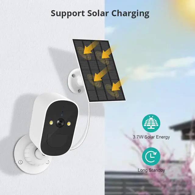 Alt view image 7 of 7 - Solar Security Cameras Wireless Outdoor,1080P Rechargeable Battery WiFi Security Camera, PIR Human Detection & Siren, Solar Battery Powered, 2-Way Audio,Color Night Vision, IP66 Waterproof