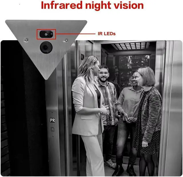 Alt view image 5 of 7 - H.265 3840x2160P 8.0MP (4K) IP Network NightVision Corner Mountable Camera 12VDC Support Audio P2P, Mobile Phone View. Prefect for Elevator, Inside Room. with PoE Function