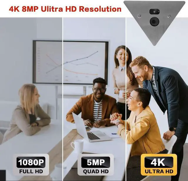 Alt view image 6 of 7 - H.265 3840x2160P 8.0MP (4K) IP Network NightVision Corner Mountable Camera 12VDC Support Audio P2P, Mobile Phone View. Prefect for Elevator, Inside Room. with PoE Function