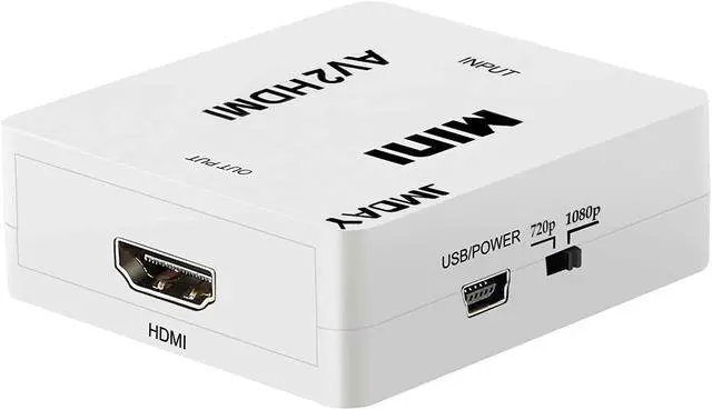 Alt view image 4 of 4 - Mini Composite AV 3RCA CVBS to HDMI Video Audio Converter Box Adapter 720p 1080p Upscaler with USB Charge Cable for TV PC PS3 Xbox Blue-Ray DVD