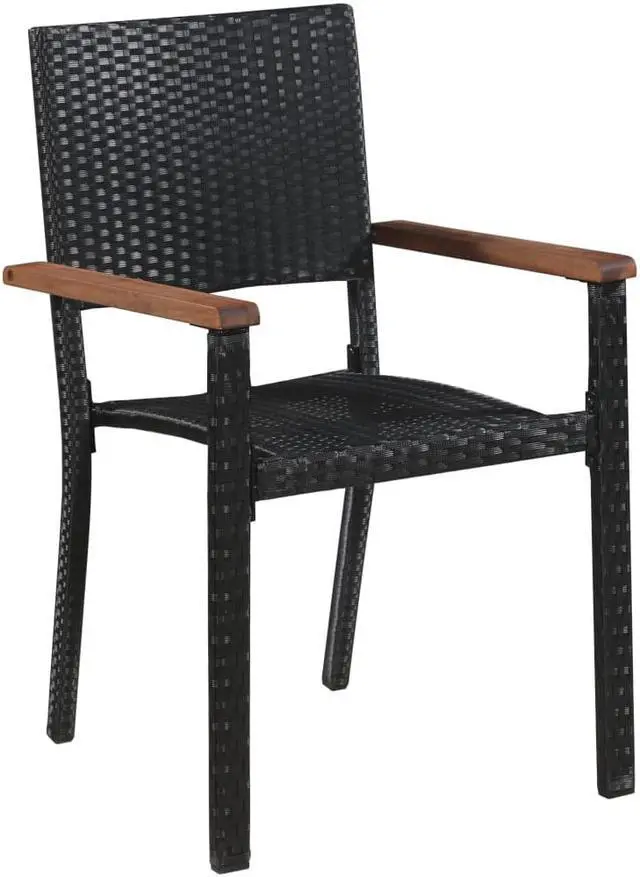 Alt view image 6 of 12 - vidaXL Outdoor Chairs 2 pcs Poly Rattan Black