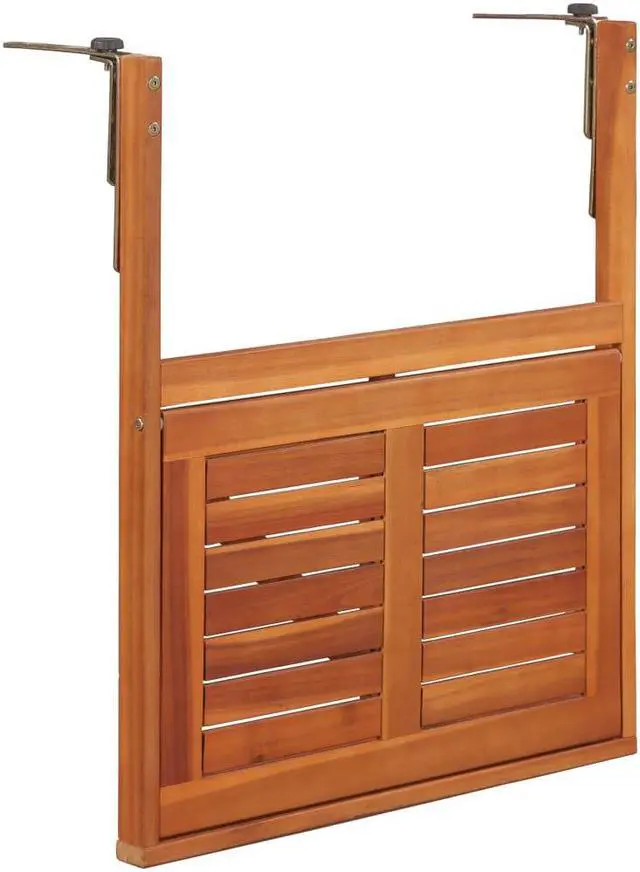 Alt view image 5 of 13 - vidaXL Solid Acacia Wood  Balcony Table Brown Furniture Patio Garden Hanging