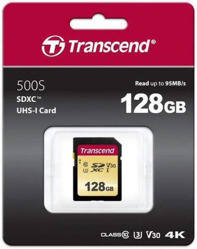 Alt view image 4 of 18 - 128GB Transcend 500S SDXC UHS-I U3 V30 SD Memory Card CL10 95MB/sec MLC Flash