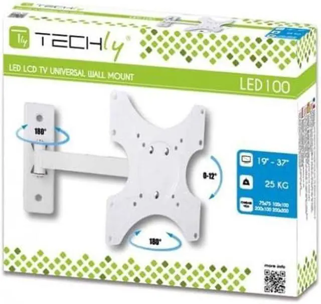 Alt view image 2 of 2 - Techly Wall support for LCD LED TV 19 - 37 '' tilting 2 joints white (ICA-LCD 2901WH)