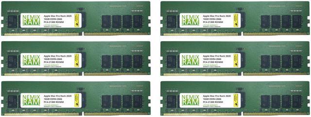 96GB 6x16GB DDR4-2666 PC4-21300 RDIMM Memory for Apple Mac Pro Rack 2020  MacPro 7,1 by Nemix Ram