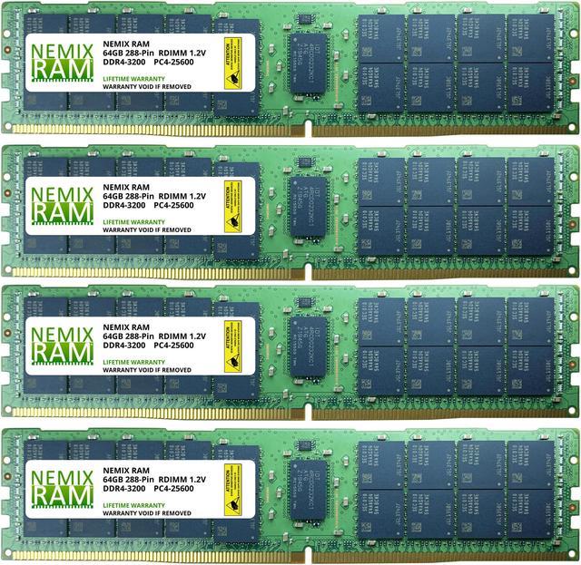 256GB 4x64GB DDR4-3200 PC4-25600 2Rx4 RDIMM ECC Registered Memory