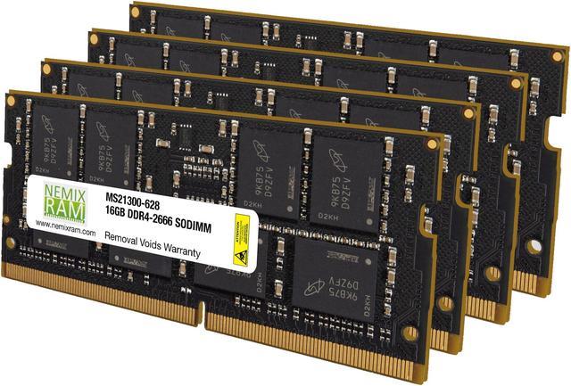 64GB (4x16GB) DDR4 2666 (PC4 21300) SODIMM Laptop Memory RAM