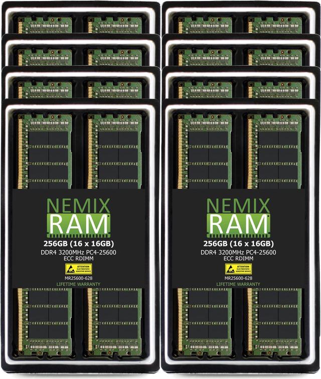 NEMIX RAM 256GB (16x16GB) DDR4-3200 PC4-25600 ECC RDIMM Registered Server  Memory Upgrade Compatible with Dell PowerEdge R6515 Rack Server