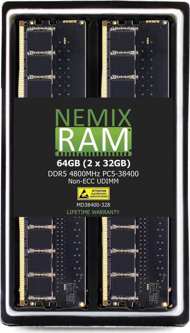 NEMIX RAM 64GB (2 x 32GB) DDR5 4800MHz PC5-38400 Non-ECC UDIMM Compatible  with SUPERMICRO Desktop Gaming SuperWorkstation Motherboard SUPERO 