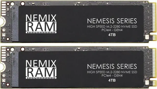 Main image of NEMIX RAM NEMESIS Series 8TB (2X4TB) M.2 2280 Gen4 PCIe NVMe SSD KIT Write Speeds up to 7415mbps Compatible with Dell XPS 15 & Dell XPS 17 Laptops