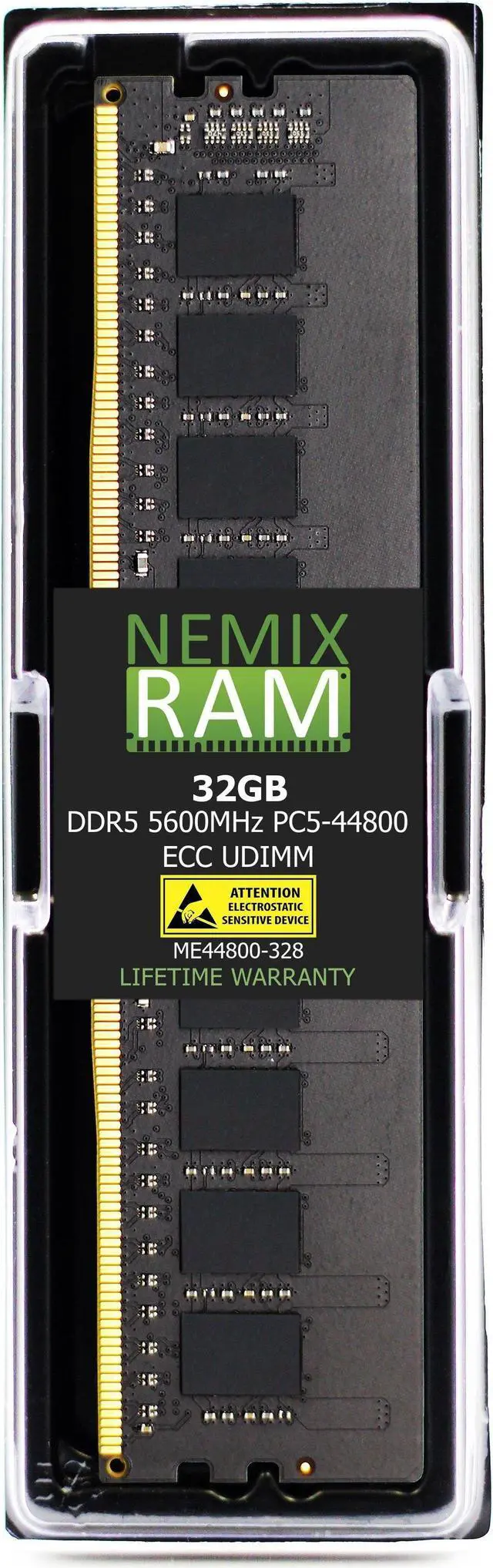 Main image of NEMIX RAM 32GB (1X32GB) DDR5 5600MHZ PC5-44800 2Rx8 1.1V CL46 288-PIN ECC Unbuffered UDIMM Compatible with Micron MTC20C2085S1EC56B