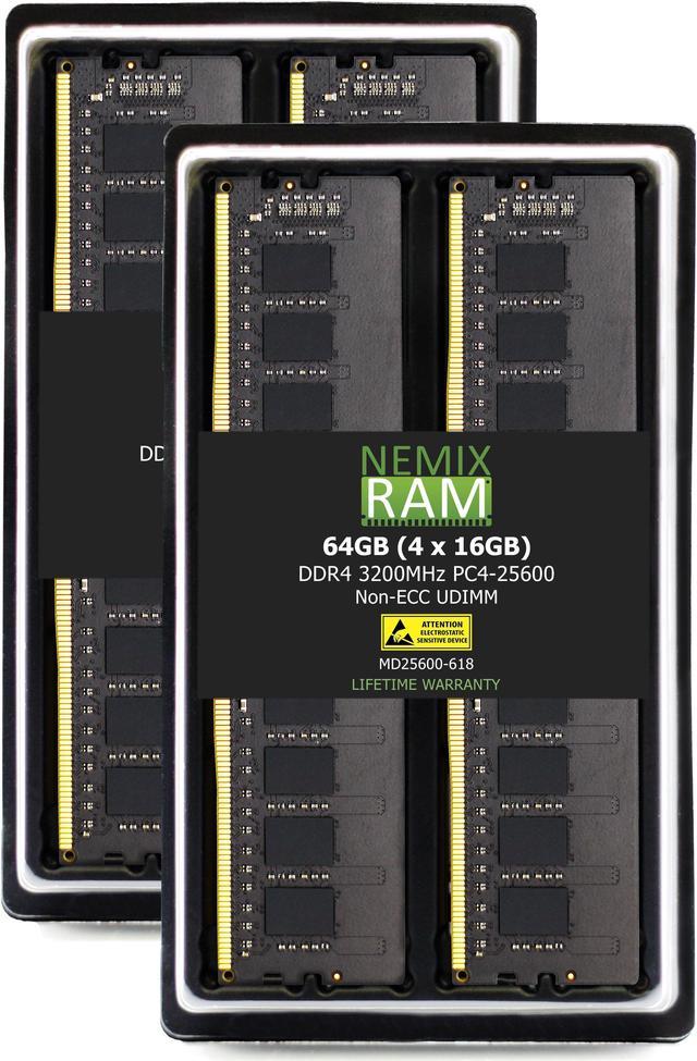 NEMIX RAM 64GB Kit (4 x 16GB) DDR4-3200 PC4-25600 Non-ECC