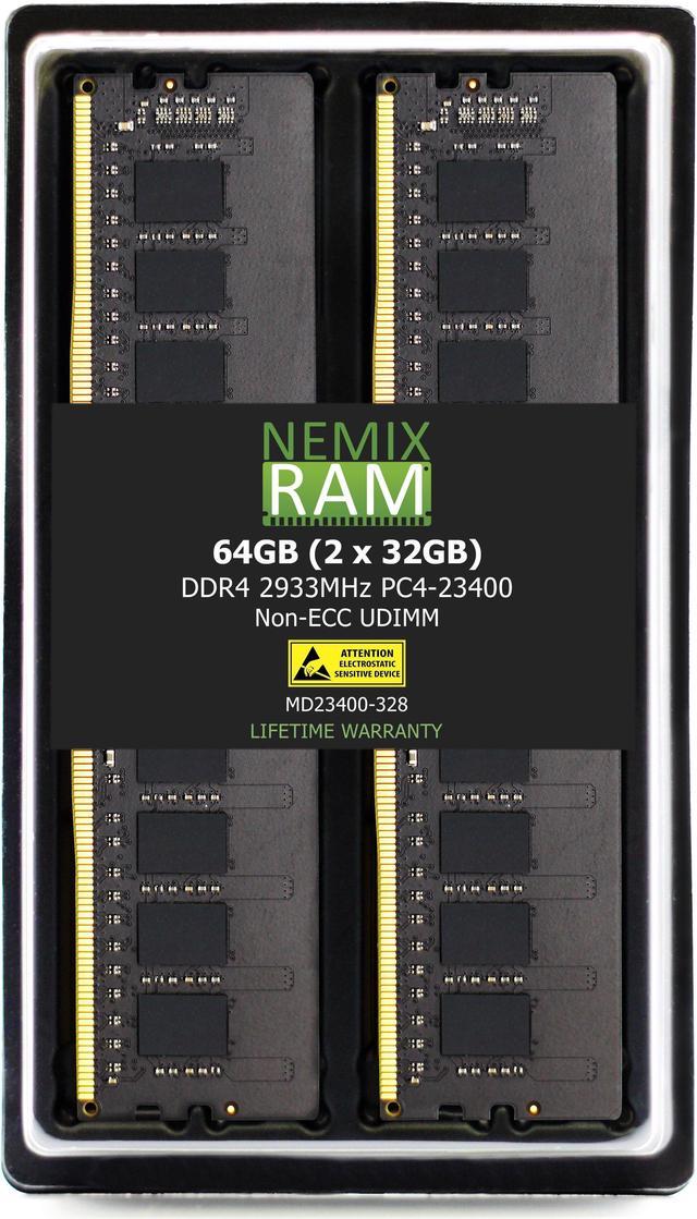 NEMIX RAM 64GB (2 x 32GB) DDR4 2933MHz PC4-23400 Non-ECC UDIMM Compatible  with SUPERMICRO Desktop Gaming SuperWorkstation Motherboard MBD-C9X299-PGF  | 