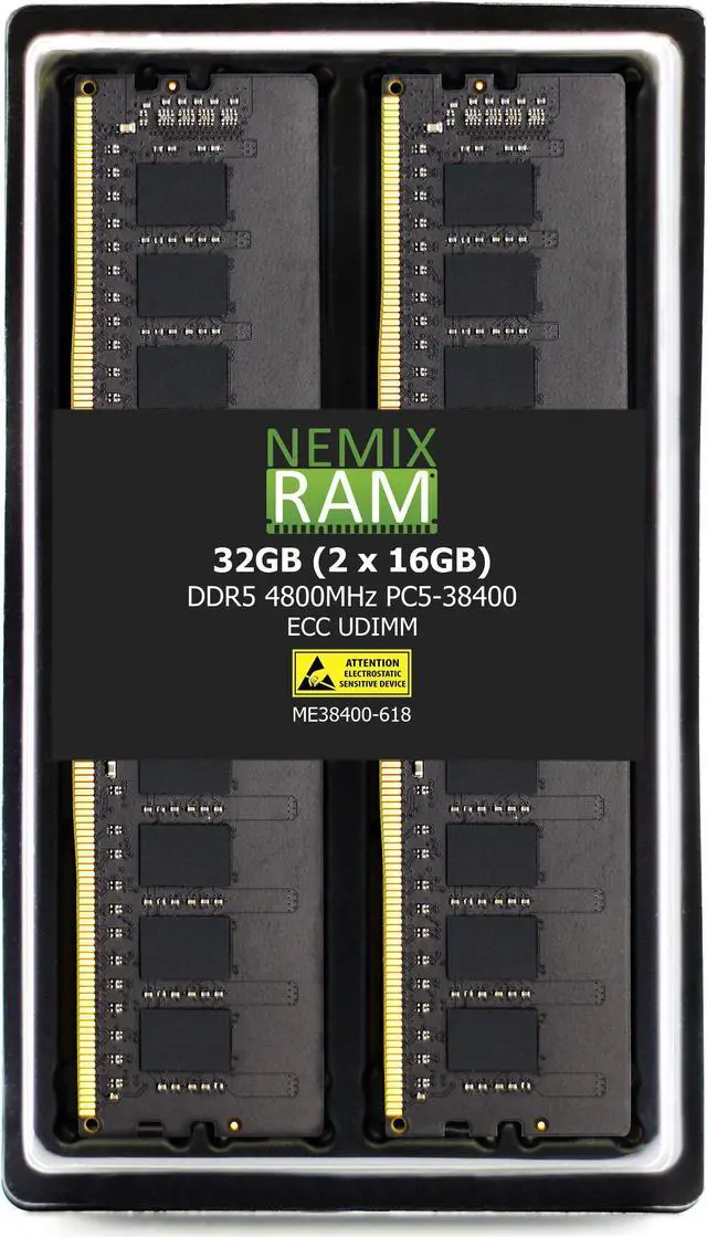 Main image of NEMIX RAM 32GB (2X16GB) DDR5 4800MHZ PC5-38400 1Rx8 1.1V CL40 288-PIN ECC Unbuffered UDIMM KIT Compatible with QNAP TS-H1677AXU-RP NAS