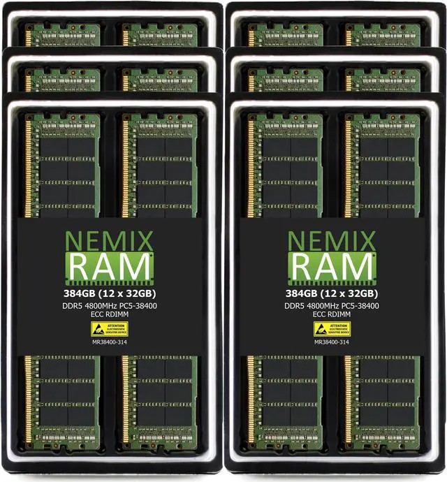 Main image of NEMIX RAM 384GB (12X32GB) DDR5 4800MHZ PC5-38400 1Rx4 1.1V CL40 288-PIN ECC RDIMM Registered Server Memory KIT Compatible with Cisco UCS X210c M7 Compute Node