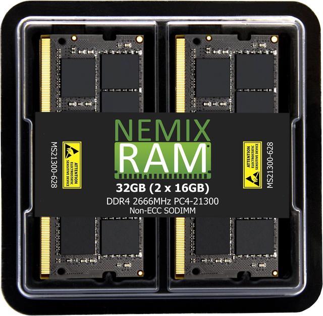 Main image of NEMIX RAM 32GB (2X16GB) DDR4 2666MHZ PC4-21300 2Rx8 1.2V 260-PIN Non-ECC SODIMM Laptop PC Memory KIT