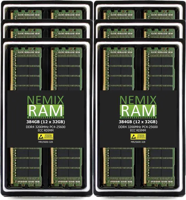 Main image of NEMIX RAM 384GB (12X32GB) DDR4 3200MHZ PC4-25600 2Rx8 1.2V CL22 288-PIN ECC RDIMM Registered Server Memory Compatible with THINKMATE RAX-XN24|XS4|XT10|XS8|XH8|XH10|XH12|XT24|S3 Rackmount Servers