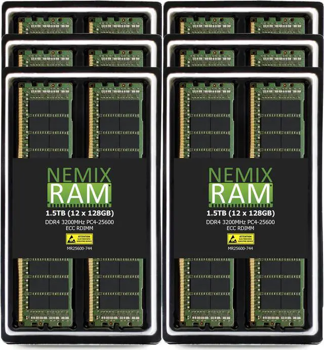 Main image of NEMIX RAM 1.5TB (12X128GB) DDR4 3200MHZ PC4-25600 4Rx4 1.2V CL22 288-PIN ECC RDIMM Registered Server Memory Compatible with THINKMATE HDX-XN24-52S3 HDX-XN24-32S3 HDX-XN12-52S3 HDX-XN12-32S3 Server