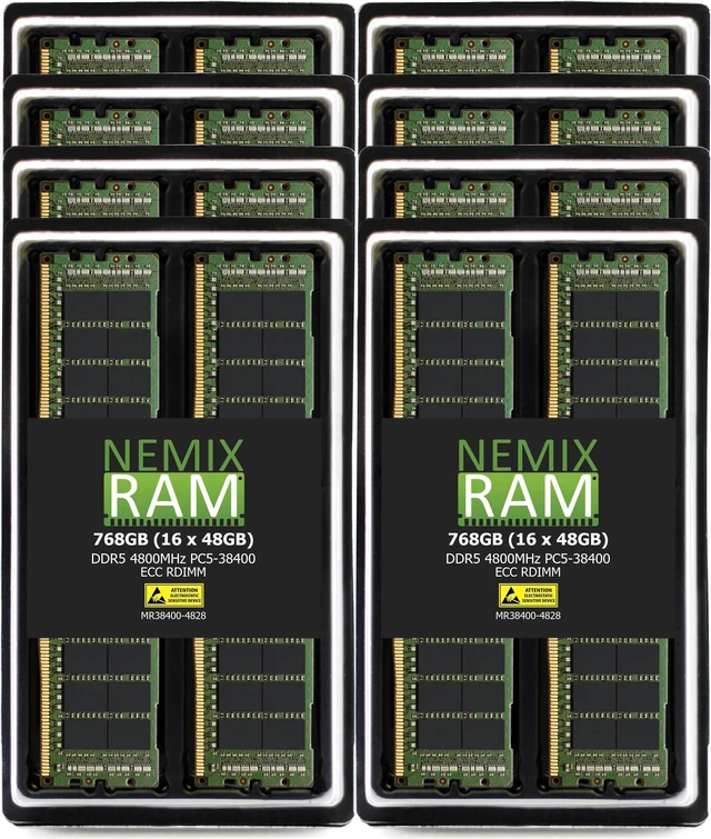 768GB 16X48GB DDR5 4800MHz PC5-38400 2Rx8 1.1V CL40 288-PIN ECC
