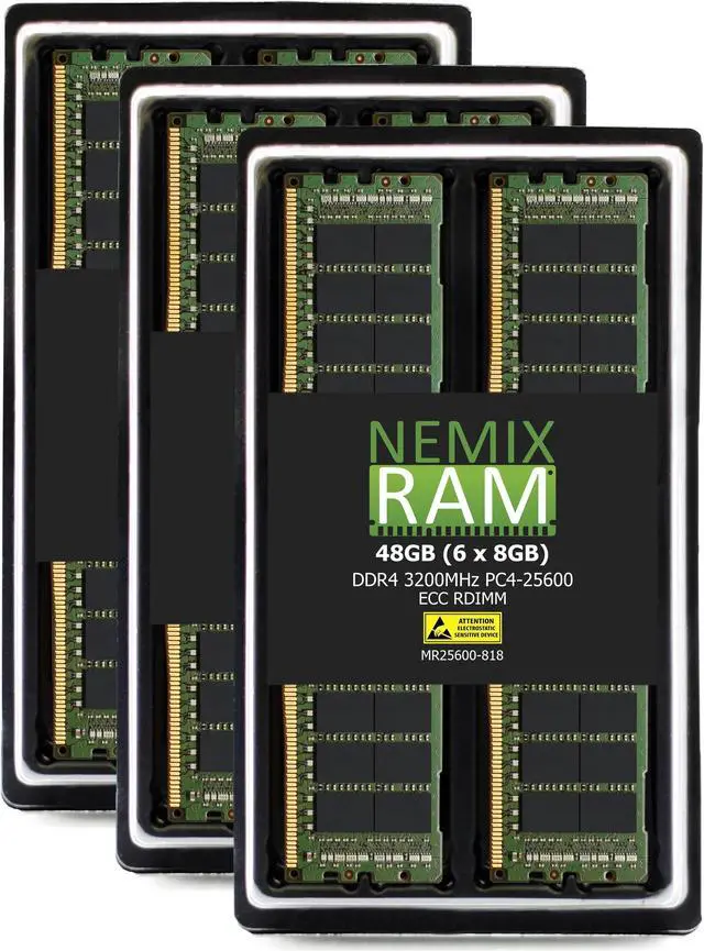 Main image of NEMIX RAM 48GB (6X8GB) DDR4 3200MHZ PC4-25600 1Rx8 1.2V 288-PIN ECC RDIMM Registered Server Memory KIT