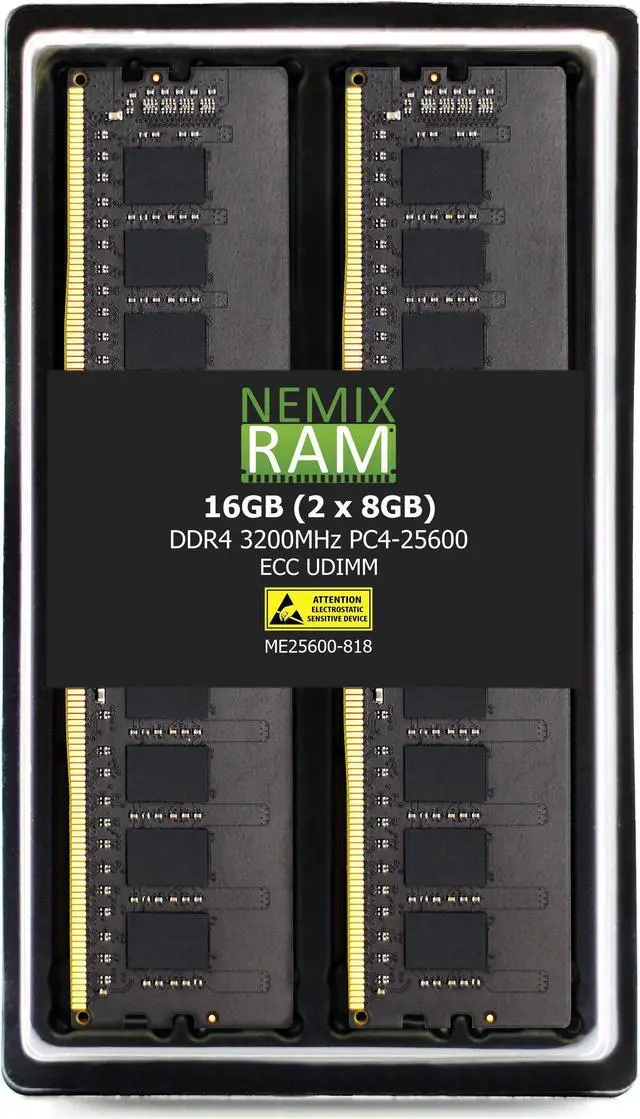 Alt view image 7 of 7 - NEMIX RAM 16GB (2X8GB) DDR4 3200MHZ PC4-25600 1Rx8 1.2V CL22 288-PIN ECC Unbuffered UDIMM KIT Compatible with SuperMicro X12STL-IF Motherboard