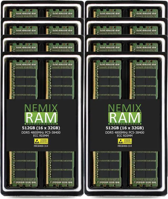 Main image of NEMIX RAM 512GB (16X32GB) DDR5 4800MHZ PC5-38400 1Rx4 1.1V CL40 288-PIN ECC RDIMM Registered Server Memory KIT Compatible with ASUS 1U Dual-Socket Server Model RS700-E11-RS4U