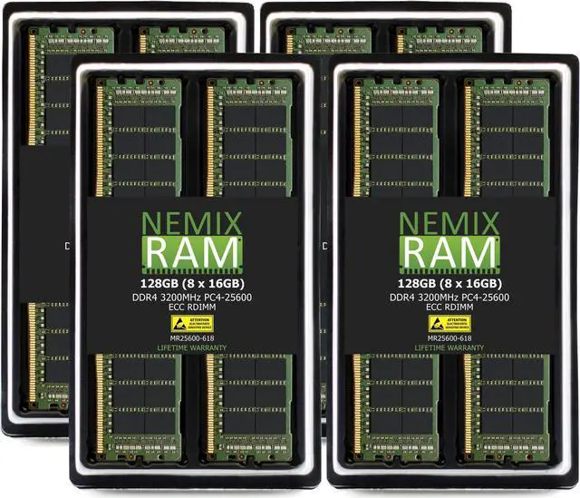 Main image of NEMIX RAM 128GB (8X16GB) DDR4 3200MHZ PC4-25600 1Rx8 1.2V CL22 288-PIN ECC RDIMM Registered Server Memory KIT Compatible with THINKMATE Supermicro SuperServer 620P-TR, 620P-TRT, 220P-C9R, 220P-C9RT
