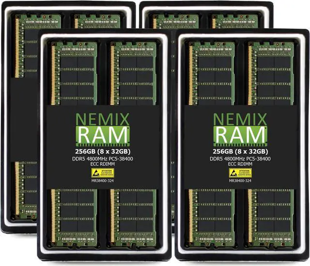 Main image of NEMIX RAM 128GB (4X32GB) DDR5 4800MHZ PC5-38400 2Rx4 1.1V 288-PIN ECC RDIMM Registered Server Memory KIT Compatible with Dell PowerEdge R760XS Server