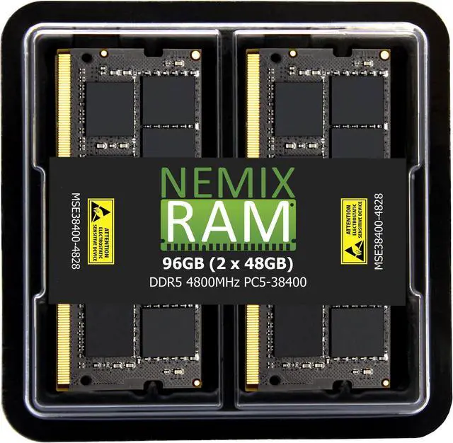 Main image of NEMIX RAM 96GB (2X48GB) DDR5 4800MHZ PC5-38400 2Rx8 1.1V 262-PIN ECC Unbuffered SODIMM Memory KIT
