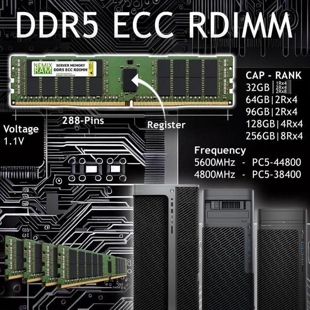Alt view image 2 of 7 - NEMIX RAM 768GB (8X96GB) DDR5 4800MHZ PC5-38400 2Rx8 1.1V CL40 288-PIN ECC RDIMM Registered Server Memory KIT Compatible with THINKMATE HDX-QN8-52E4 High-Density Servers
