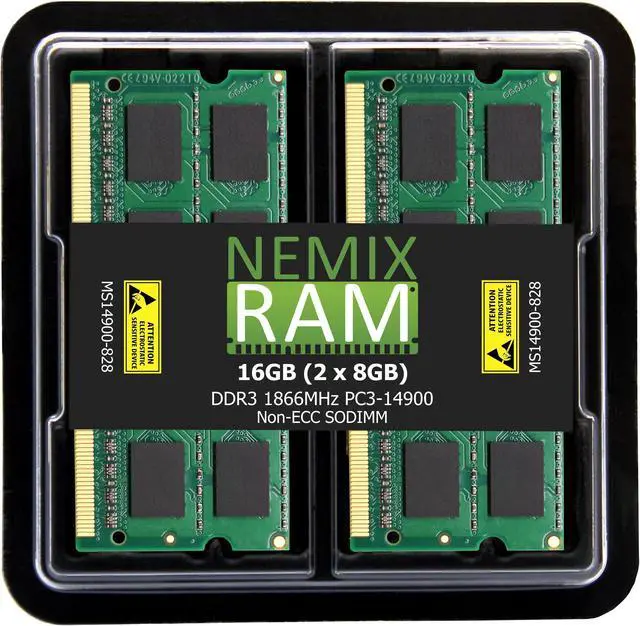 Main image of NEMIX RAM 16GB (2X8GB) DDR3 1866MHZ PC3-14900 2Rx8 1.35V 204-PIN Non-ECC SODIMM Laptop PC Memory KIT