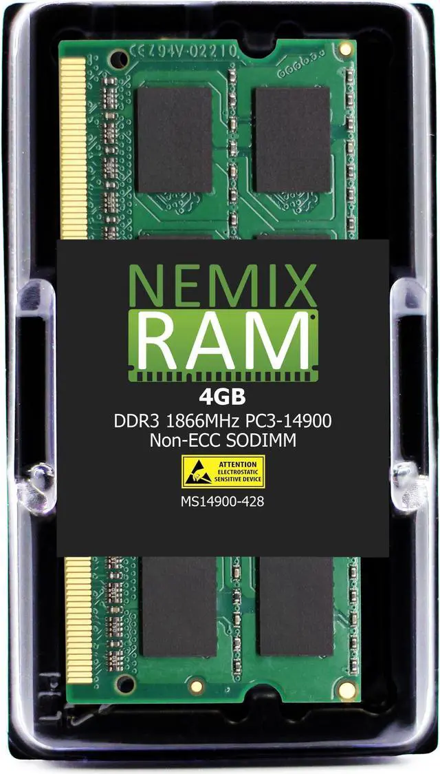 Main image of NEMIX RAM 4GB (1X4GB) DDR3 1866MHZ PC3-14900 2Rx8 1.35V 204-PIN Non-ECC SODIMM Laptop PC PC Memory