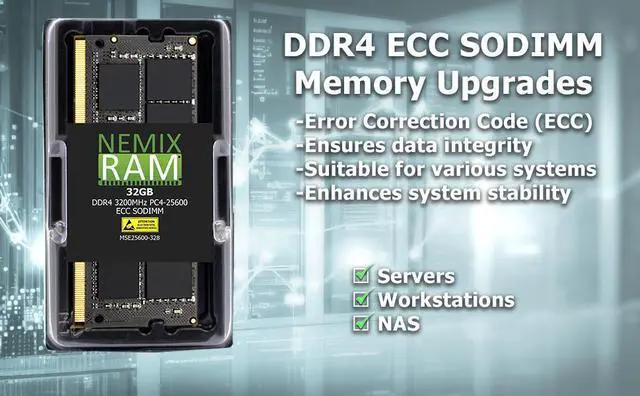 Alt view image 4 of 6 - NEMIX RAM 32GB (1X32GB) DDR4 3200MHZ PC4-25600 2Rx8 1.2V CL22 260-PIN ECC Unbuffered SODIMM Memory Compatible with Kingston KSM32SED8/32HC, KSM32SED8/32MF