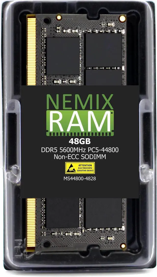 Main image of NEMIX RAM 48GB (1X48GB) DDR5 5600MHz PC5-44800 2Rx8 1.1V 262-PIN Non-ECC SODIMM Laptop PC Memory