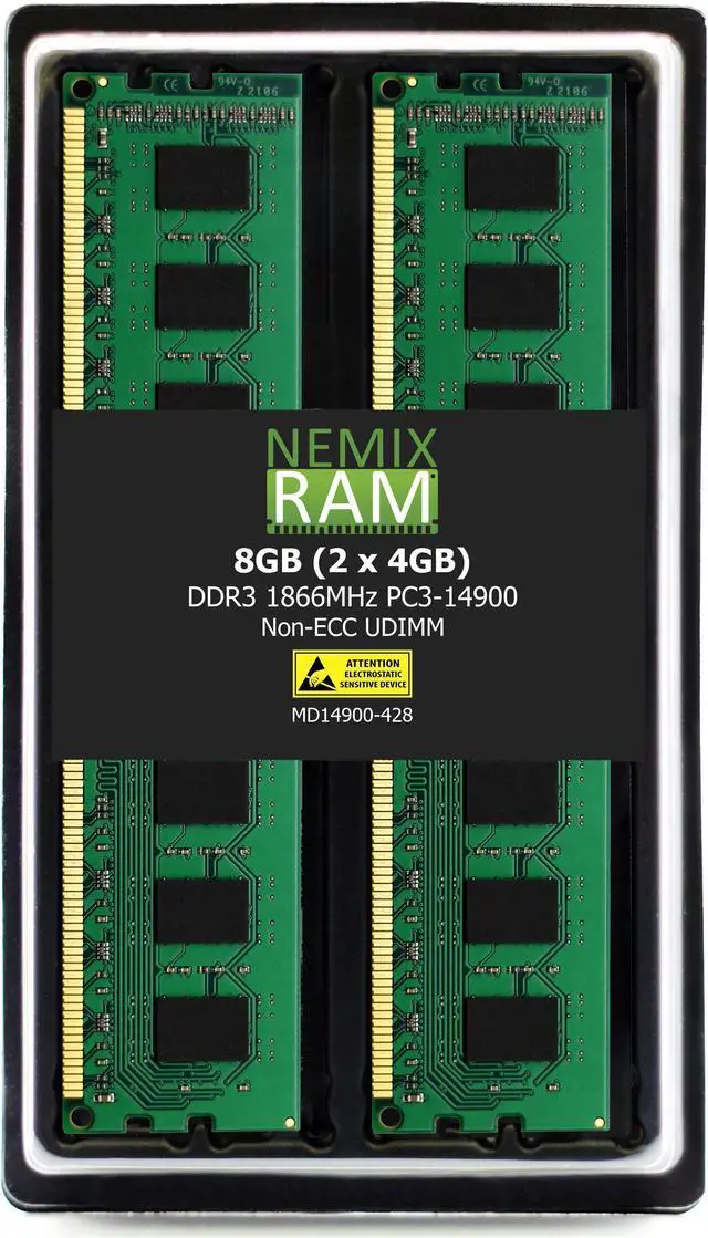 Main image of NEMIX RAM 8GB (2X4GB) DDR3 1866MHZ PC3-14900 2Rx8 1.5V 240-PIN Non-ECC UDIMM Unbuffered Desktop Memory KIT