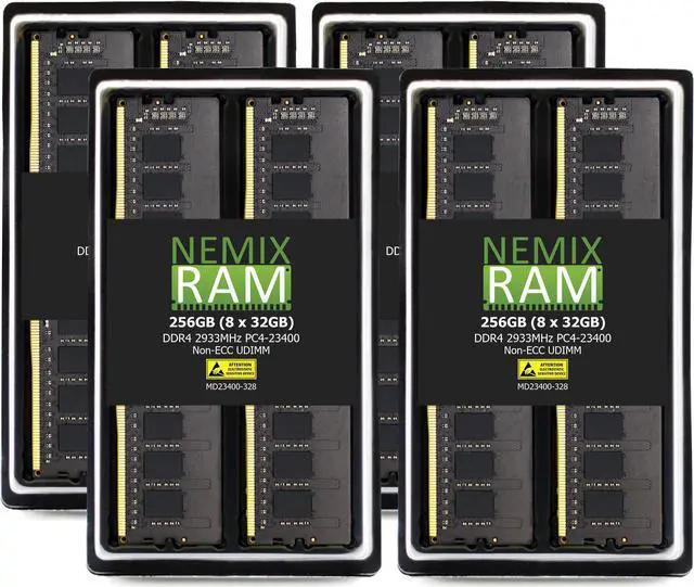 Main image of NEMIX RAM 256GB (8X32GB) DDR4 2933MHZ PC4-23400 2Rx8 1.2V 288-PIN Non-ECC UDIMM Unbuffered Desktop Memory KIT