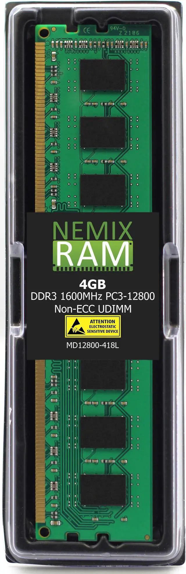 Main image of NEMIX RAM 4GB (1X4GB) DDR3 1600MHZ PC3L-12800 1Rx8 1.35V 240-PIN Non-ECC Unbuffered UDIMM Desktop PC Memory Compatible with Dell SNPP4T2FC/4G A8733211