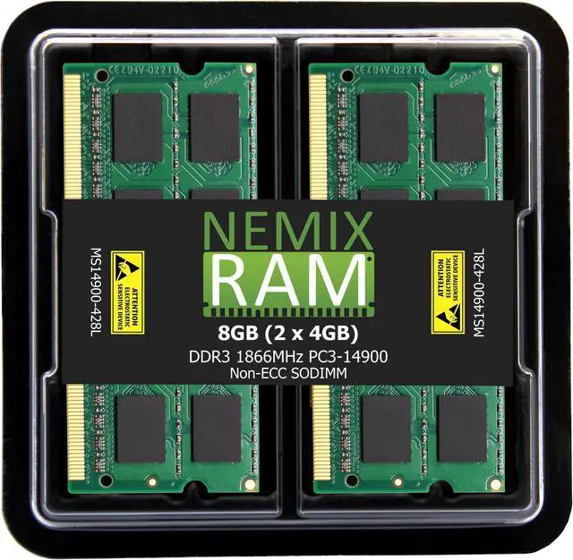 Main image of NEMIX RAM 8GB (2X4GB) DDR3 1866MHZ PC3-14900 2Rx8 1.35V 204-PIN Non-ECC SODIMM Laptop Memory KIT Compatible with Apple iMac Late 2015 17,1 Retina 27"