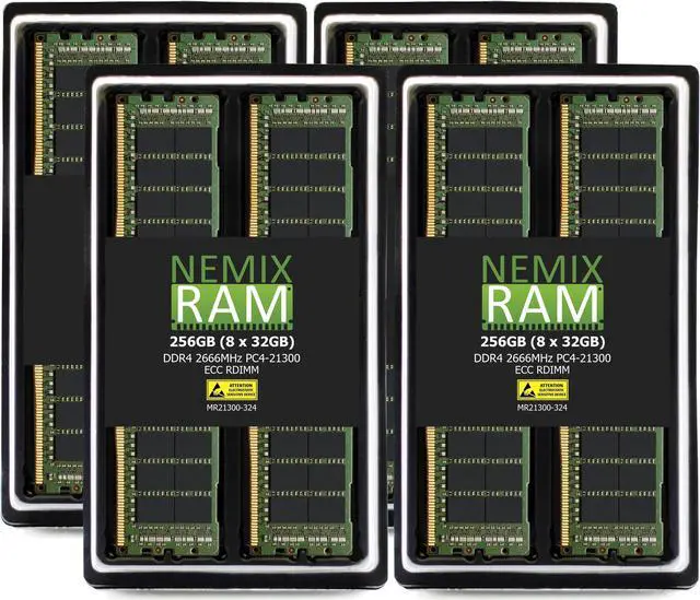 Main image of NEMIX RAM 256GB (8X32GB) DDR4 2666MHZ PC4-21300 2Rx4 1.2V CL19 288-PIN ECC RDIMM Registered Server Memory KIT Compatible with ASRock EPYCD8-2T Series Motherboard