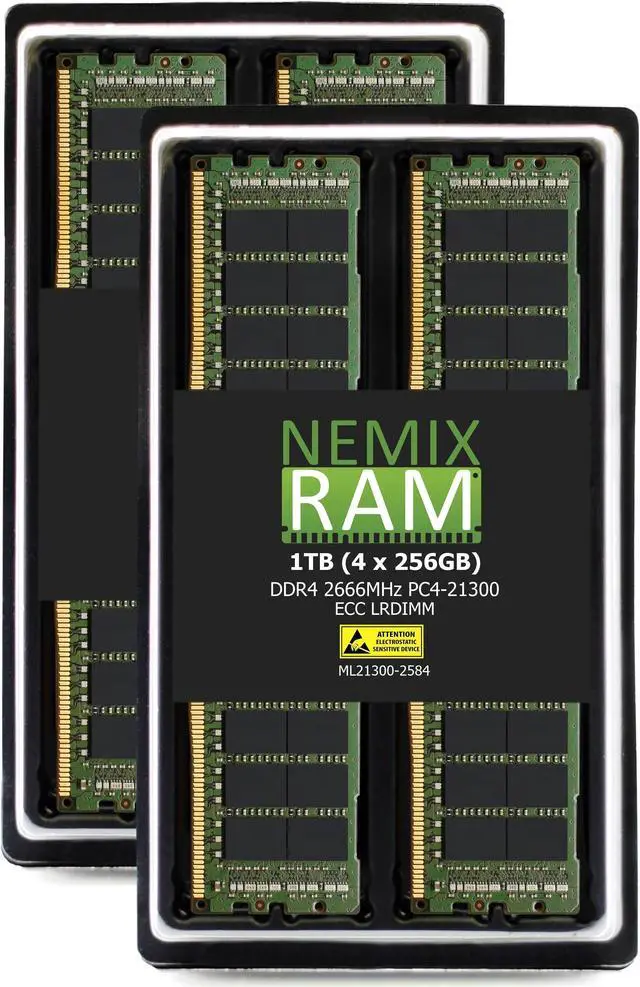 Main image of NEMIX RAM 1TB (4X256GB) DDR4 2666MHZ PC4-21300 8Rx4 1.2V 288-PIN ECC LRDIMM Load Reduced Server Memory KIT