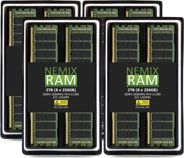Main image of NEMIX RAM 2TB (8X256GB) DDR4 2666MHZ PC4-21300 8Rx4 1.2V CL19 288-PIN ECC LRDIMM Load Reduced Server Memory KIT Compatible with ASRock Rack ROMED8-2T AMD EPYC Motherboard