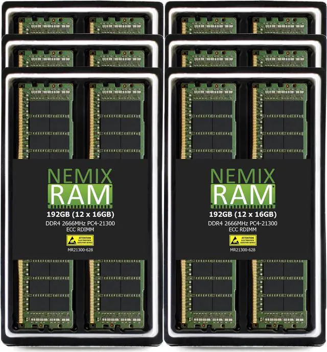 Main image of NEMIX RAM 192GB (12X16GB) DDR4 2666MHZ PC4-21300 2Rx8 1.2V 288-PIN ECC RDIMM Registered Server Memory KIT Compatible with Apple Mac Pro 2019 MacPro 7,1