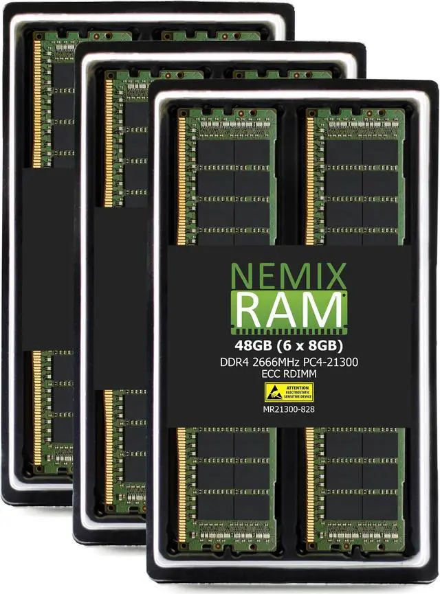 Main image of NEMIX RAM 48GB (6X8GB) DDR4 2666MHZ PC4-21300 2Rx8 1.2V 288-PIN ECC RDIMM Registered Server Memory KIT Compatible with Apple Mac Pro Rack 2020 MacPro 7,1