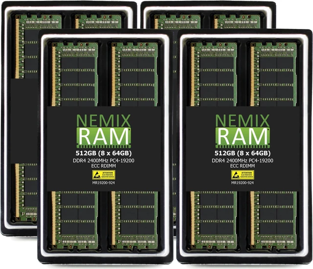 Main image of NEMIX RAM 512GB (8X64GB) DDR4 2400MHZ PC4-19200 2Rx4 1.2V 288-PIN ECC RDIMM KIT Registered Server Memory Compatible with Dell PowerEdge FC830 Server