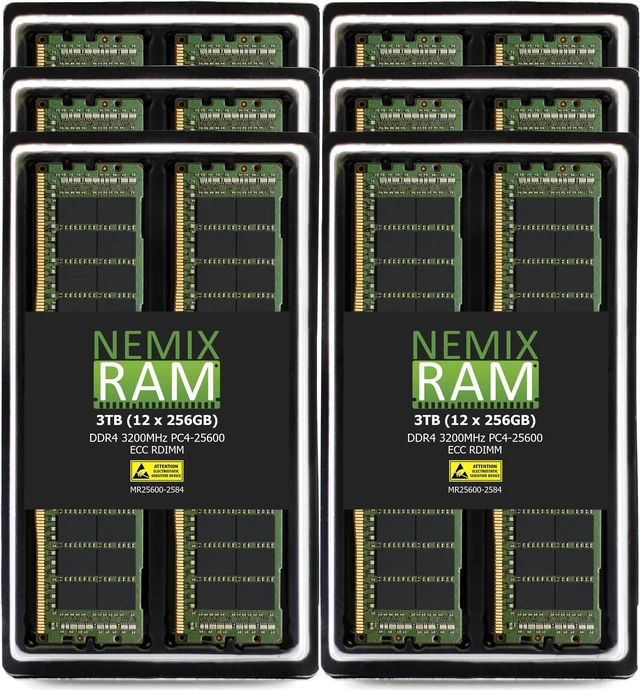 NEMIX RAM 3TB (12X256GB) DDR4 3200MHZ PC4-25600 8Rx4 1.2V 288-PIN