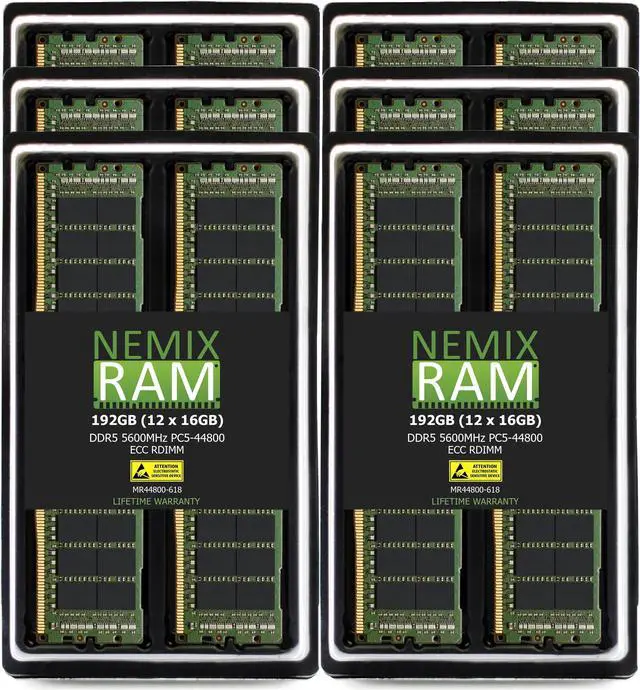 NEMIX RAM 192GB (12X16GB) DDR5 5600MHZ PC5-44800 1Rx8 1.1V 288-PIN