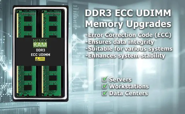 Alt view image 4 of 6 - NEMIX RAM 8GB (1X8GB) DDR3 1600MHZ PC3-12800 2Rx8 1.35V 240-PIN ECC UDIMM Compatible with Supermicro MEM-DR380L-SL01-EU16 ECC Unbuffered Memory