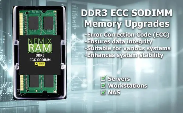 Alt view image 4 of 6 - NEMIX RAM 8GB (1X8GB) DDR3 1600MHZ PC3-12800 2Rx8 1.35V 203-PIN ECC SODIMM Compatible with Supermicro MEM-DR380L-HL03-ES16 ECC Unbuffered Memory