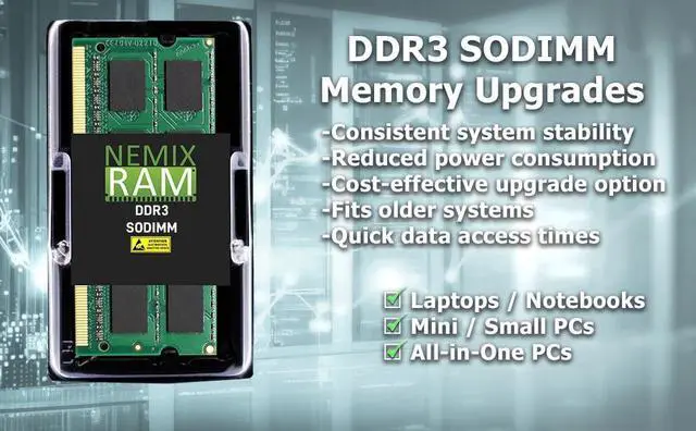 Alt view image 4 of 6 - NEMIX RAM 4GB (1X4GB) DDR3 1600MHZ PC3-12800 2Rx8 1.35V 204-PIN Non-ECC SODIMM Compatible with Samsung M471B5273EB0-YK0 Laptop PC Memory
