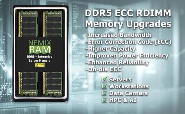 Alt view image 4 of 7 - NEMIX RAM 768GB (8X96GB) DDR5 4800MHZ PC5-38400 2Rx8 1.1V CL40 288-PIN ECC RDIMM Registered Server Memory KIT Compatible with THINKMATE HDX-QN8-52E4 High-Density Servers